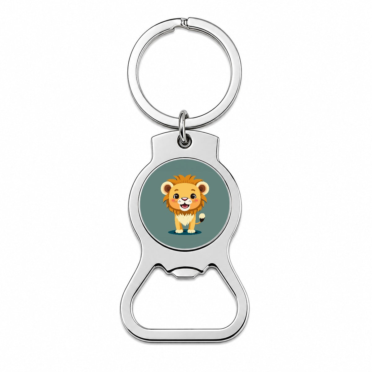 Lion Baby Smiling Standing Bottle Opener Keychain