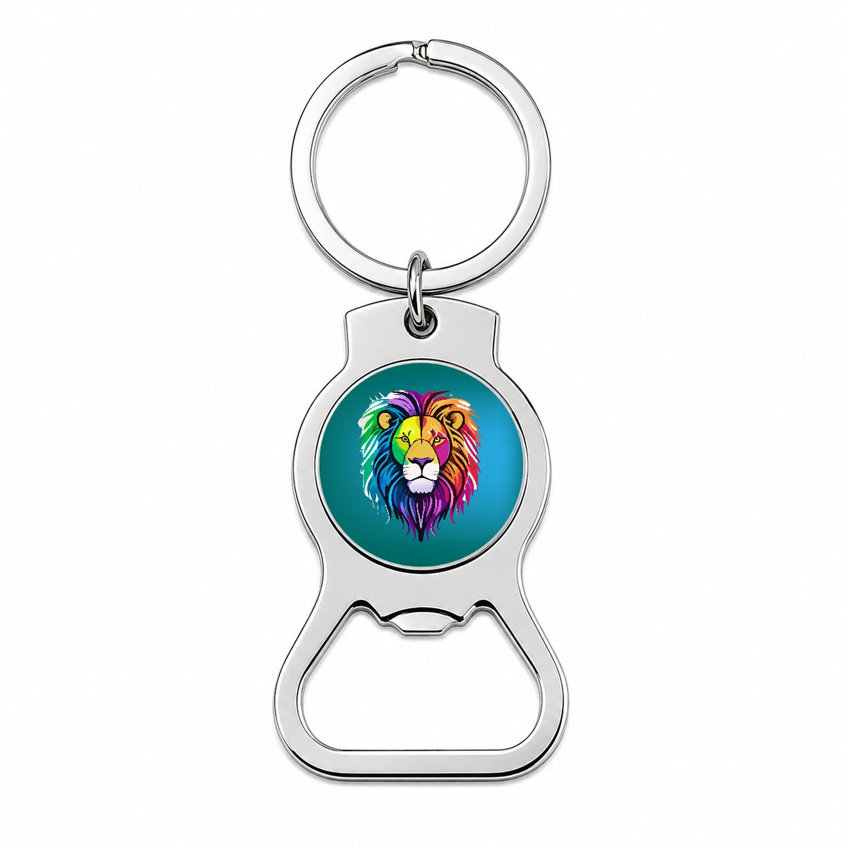 Lion Head Colorful Bottle Opener Keychain