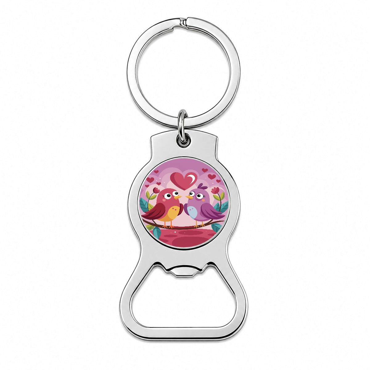 Love Birds Valentines Day Anniversary Wedding Bottle Opener Keychain