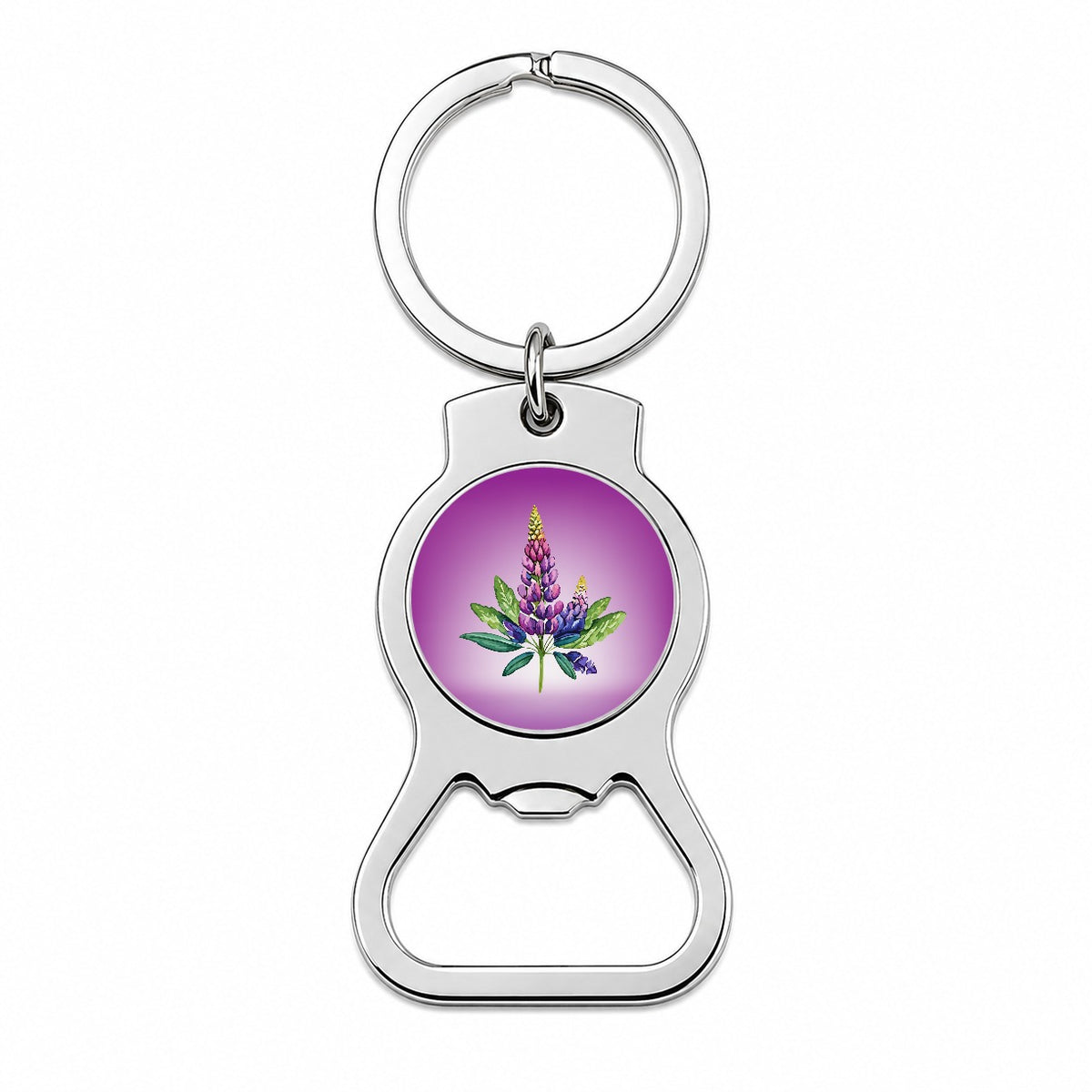 Lupine Plant Flower Watercolor Bottle Opener Keychain