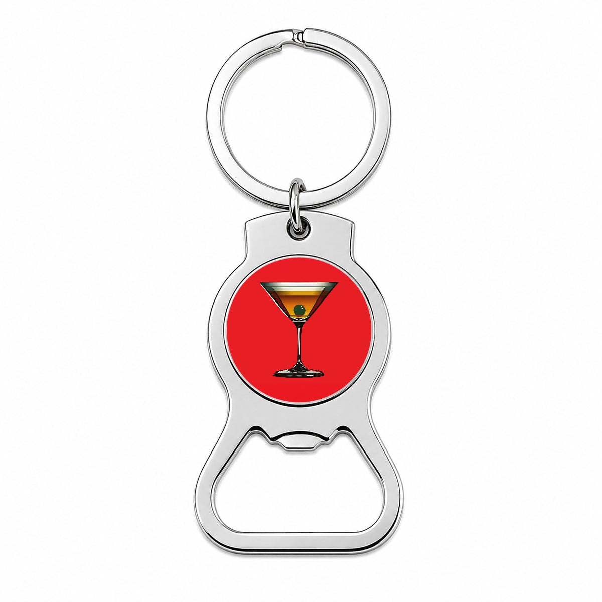 Martini with Olive Bottle Opener Keychain