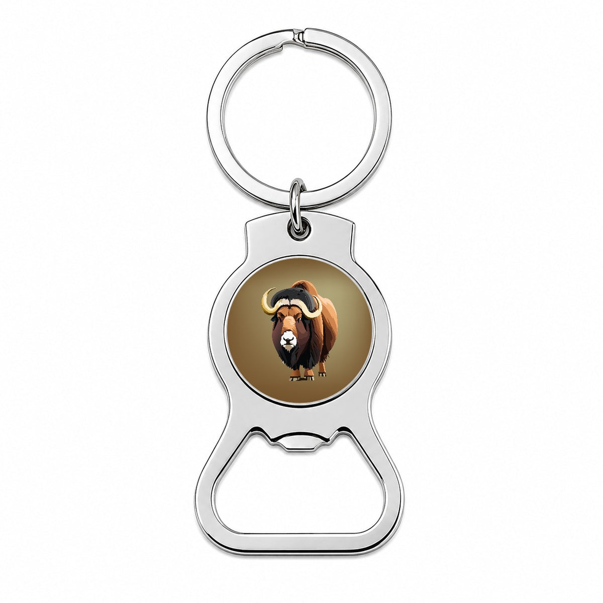 Muskox Musk Ox Shaggy Arctic Animal Bottle Opener Keychain