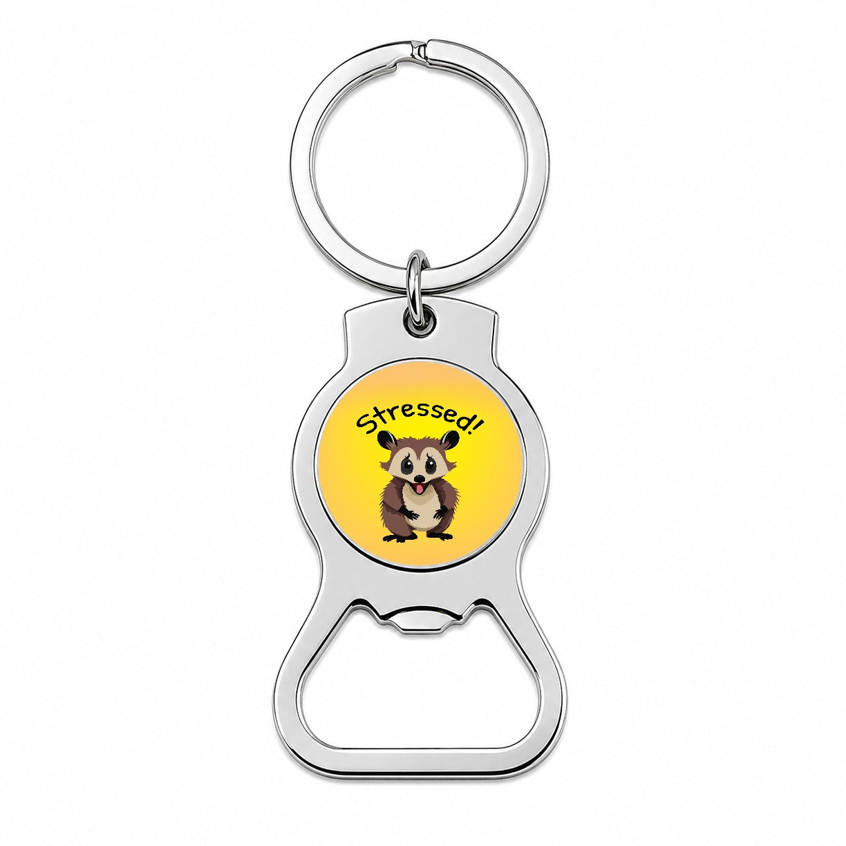 Opossum Possum Stressed Funny Bottle Opener Keychain