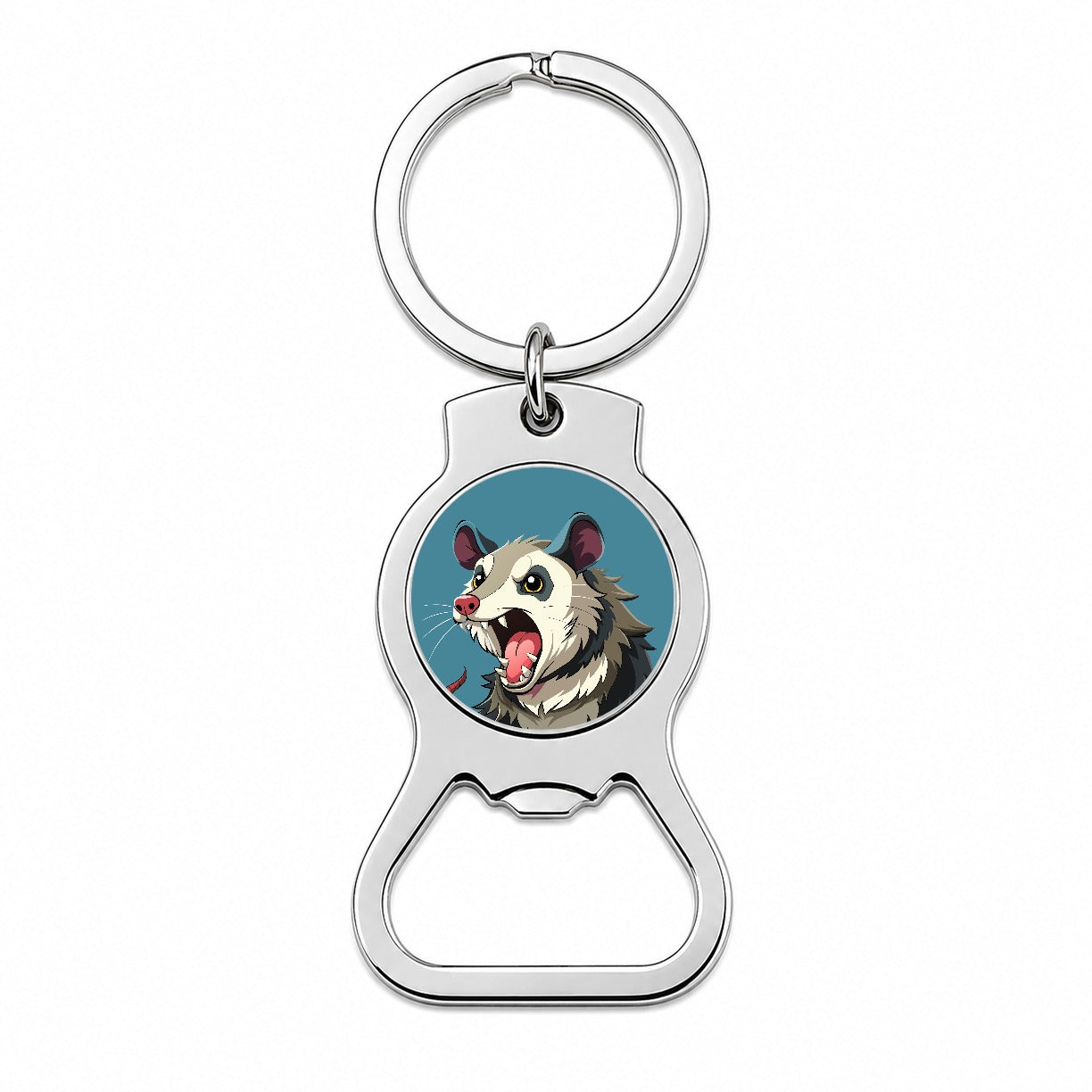 Opossum Screaming Funny Bottle Opener Keychain