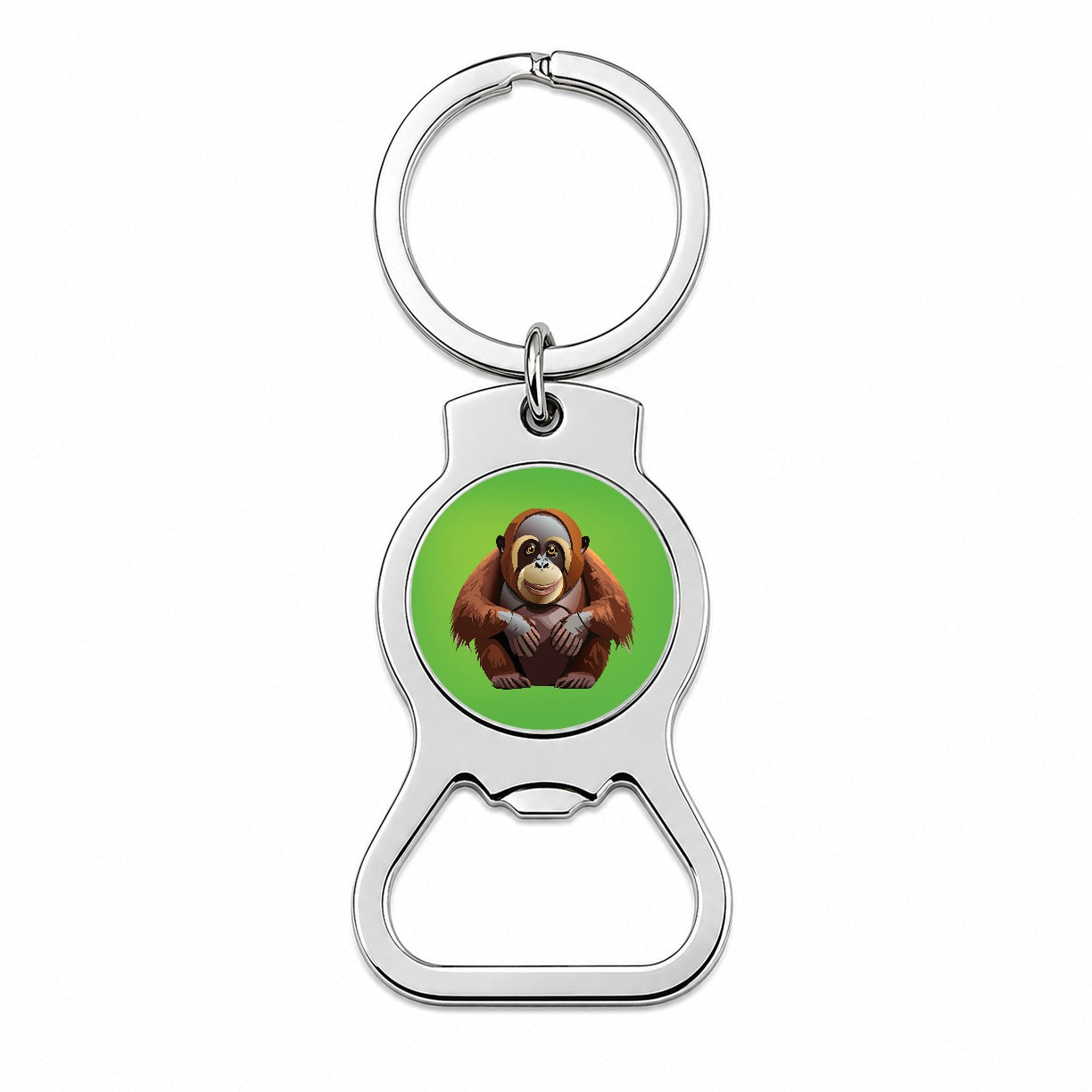 Orangutan Great Ape Sitting Bottle Opener Keychain