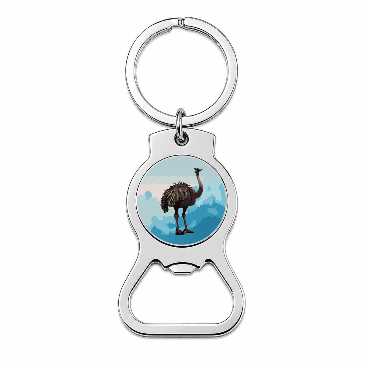 Ostrich Large Bird Standing Bottle Opener Keychain