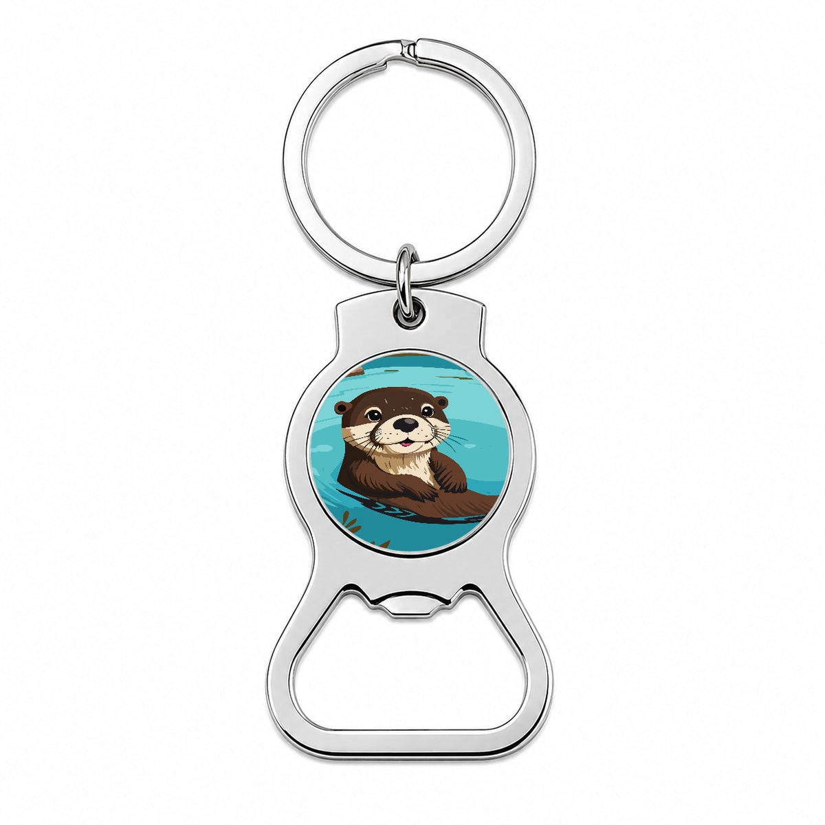 Otter Cute Swimming in Water Bottle Opener Keychain
