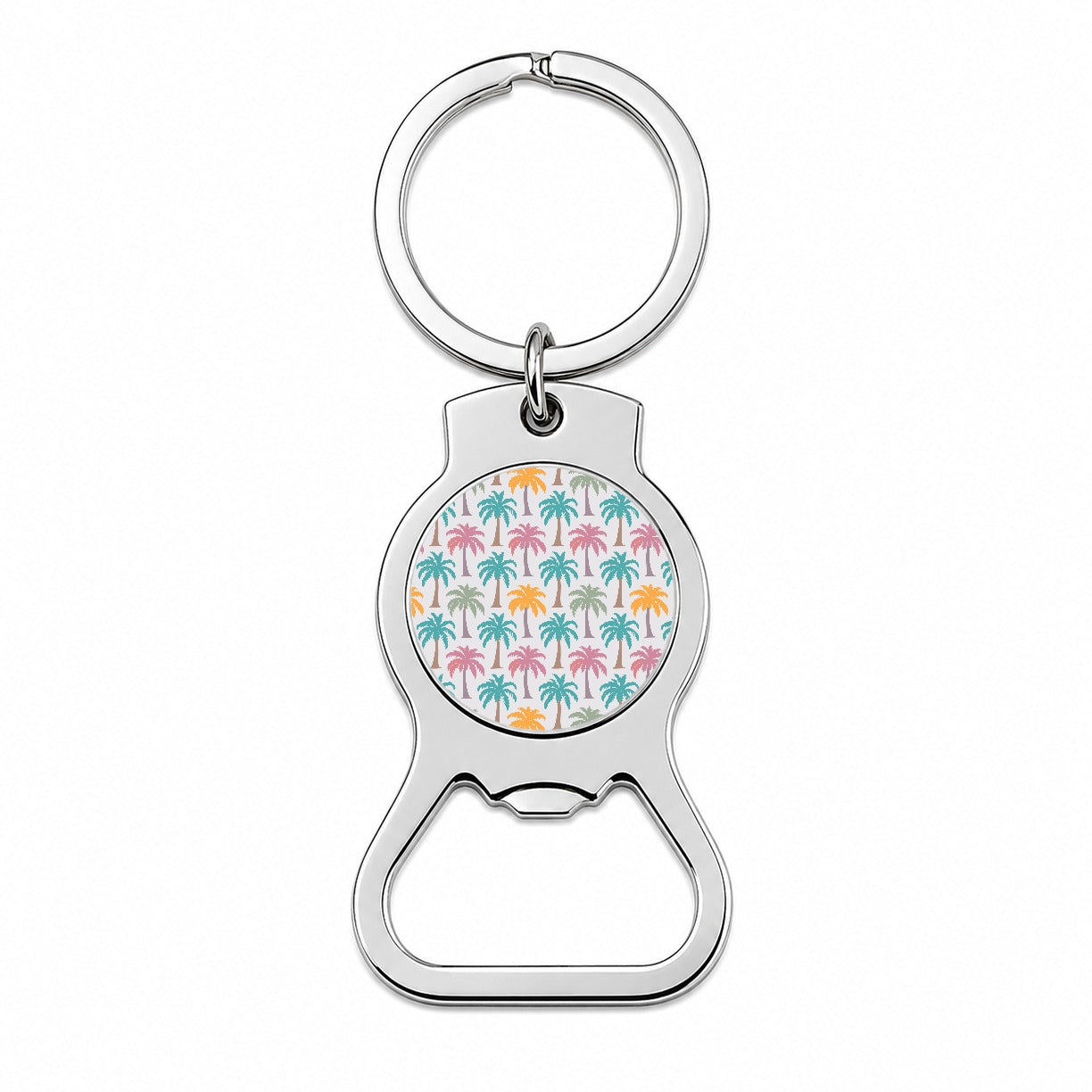 Palm Trees Tropical Pastel Pattern Bottle Opener Keychain