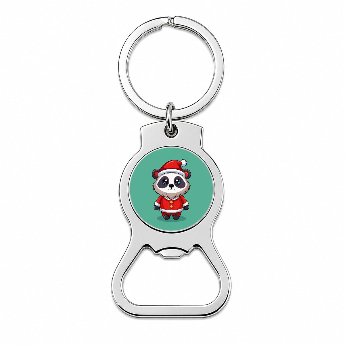 Panda Santa Christmas Bottle Opener Keychain