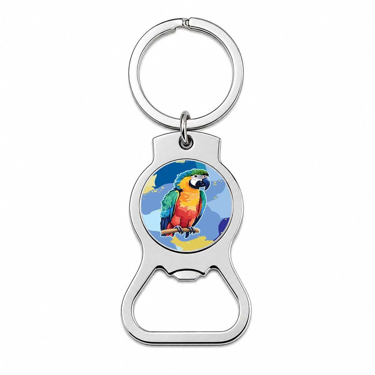 Parrot Bird Colorful Watercolor Bottle Opener Keychain