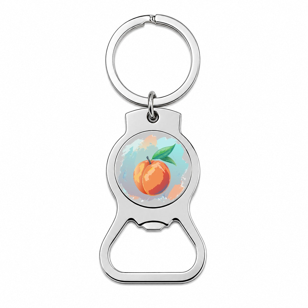 Peach Fruit Watercolor Bottle Opener Keychain