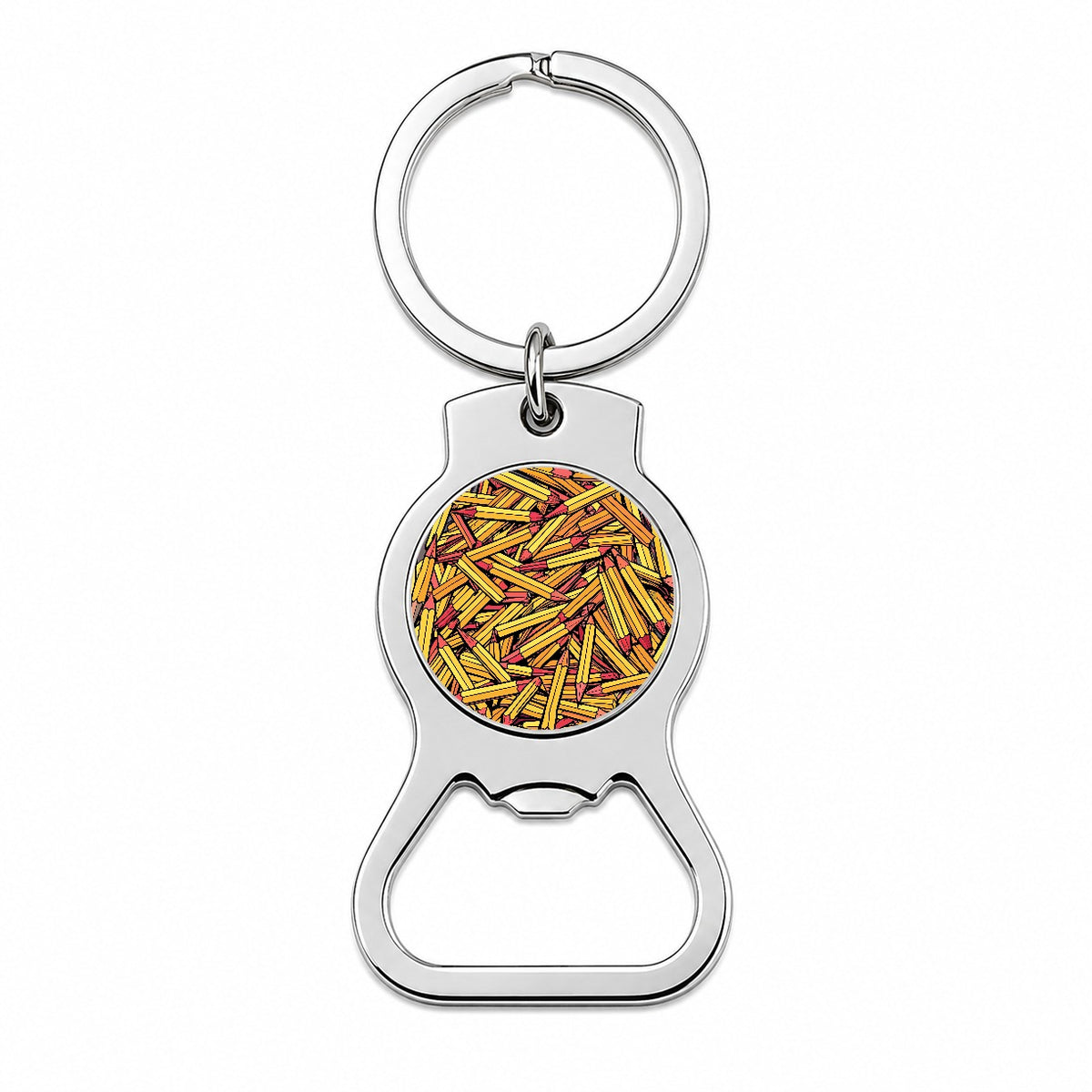 Pencils Piles School Teacher Pattern Bottle Opener Keychain