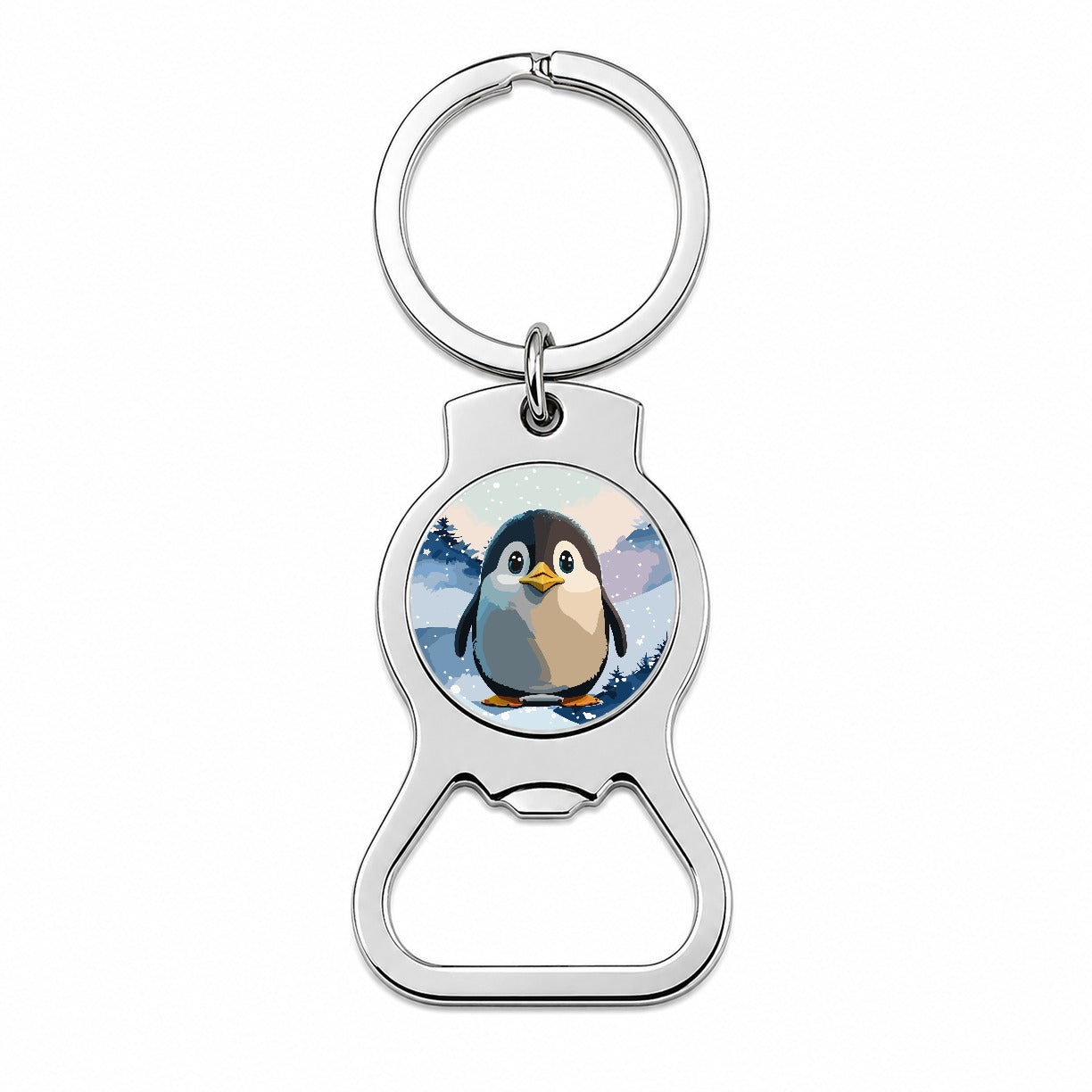 Penguin Staring Bottle Opener Keychain