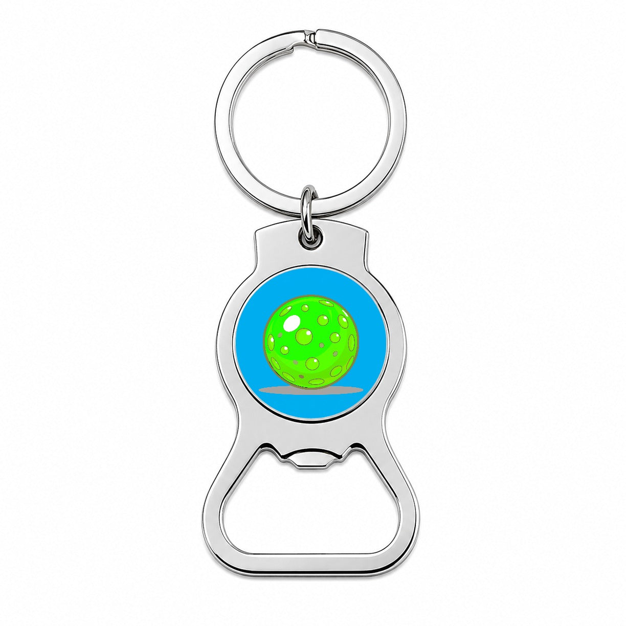 Pickleball Ball Green Bottle Opener Keychain