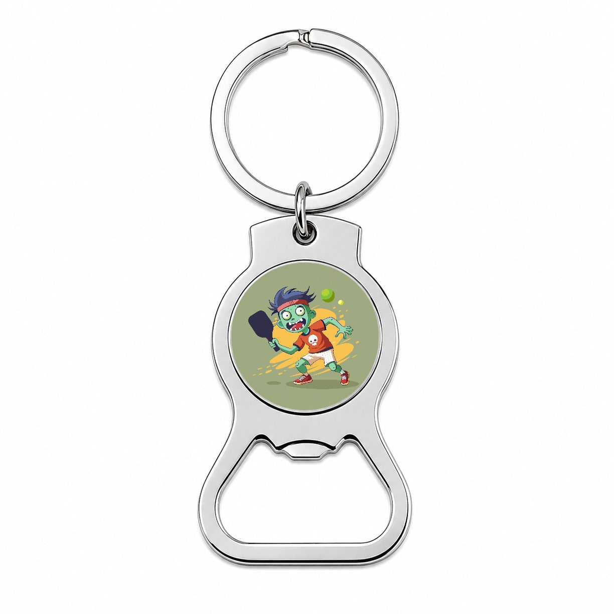 Pickleball Zombie Bottle Opener Keychain