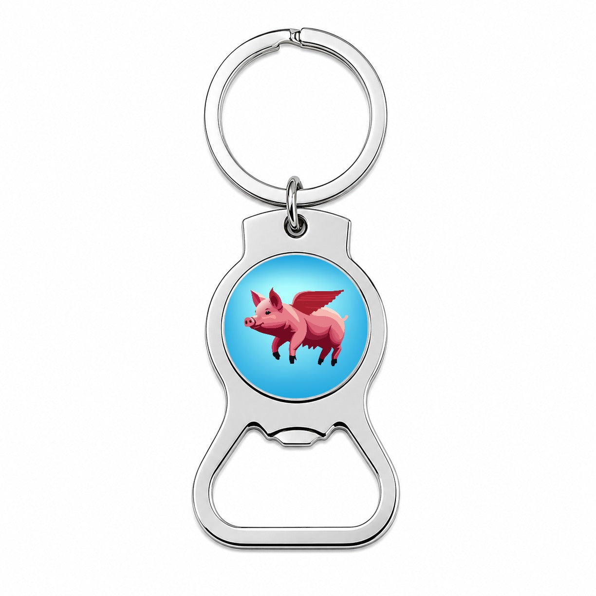 Pig Flying Funny Bottle Opener Keychain