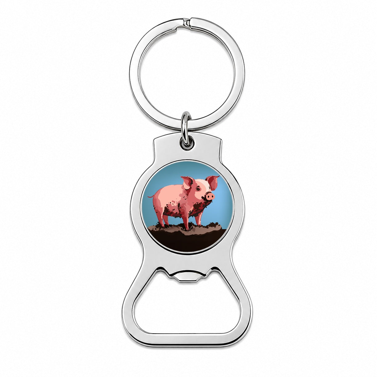 Pig in Mud Bottle Opener Keychain