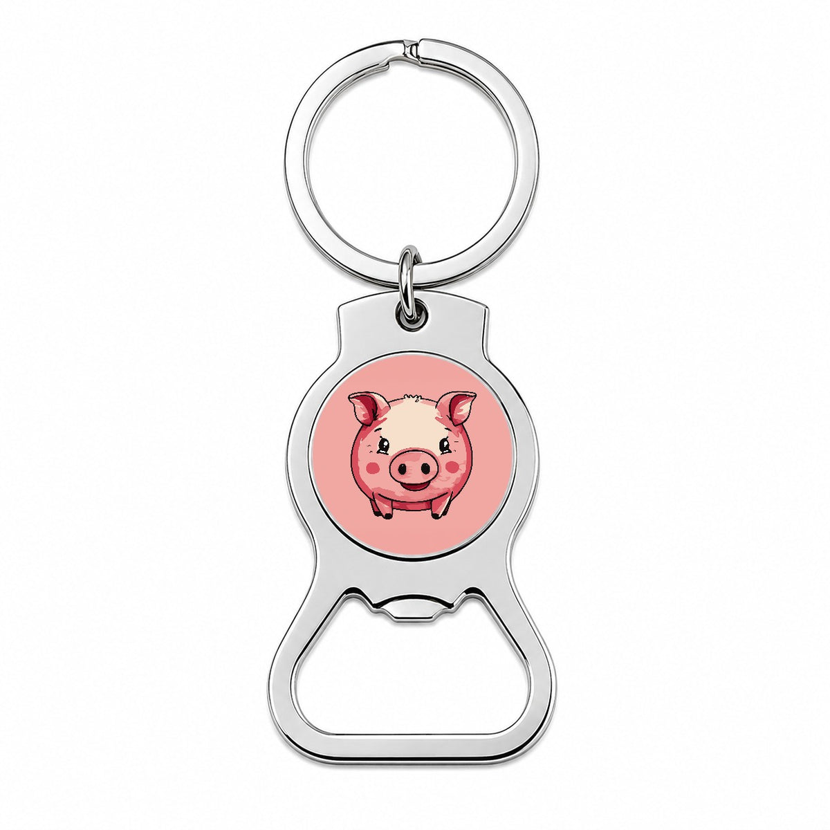 Pig Smiling Standing Bottle Opener Keychain