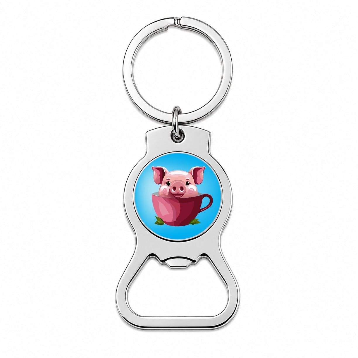 Pig Teacup Bottle Opener Keychain