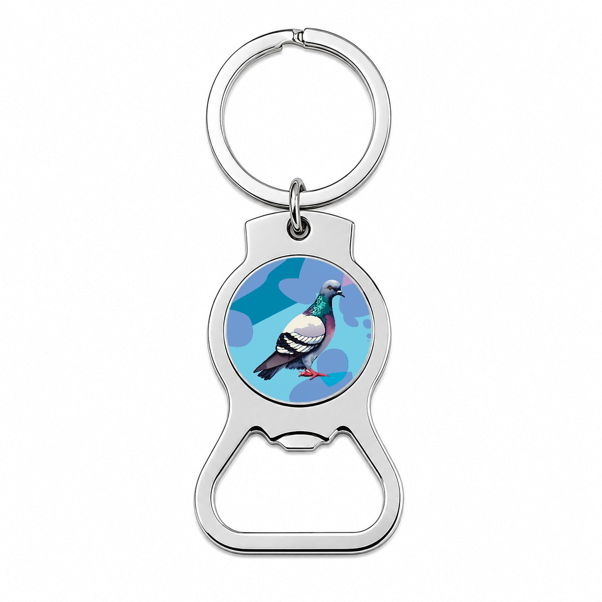 Pigeon Bird Watercolor Bottle Opener Keychain