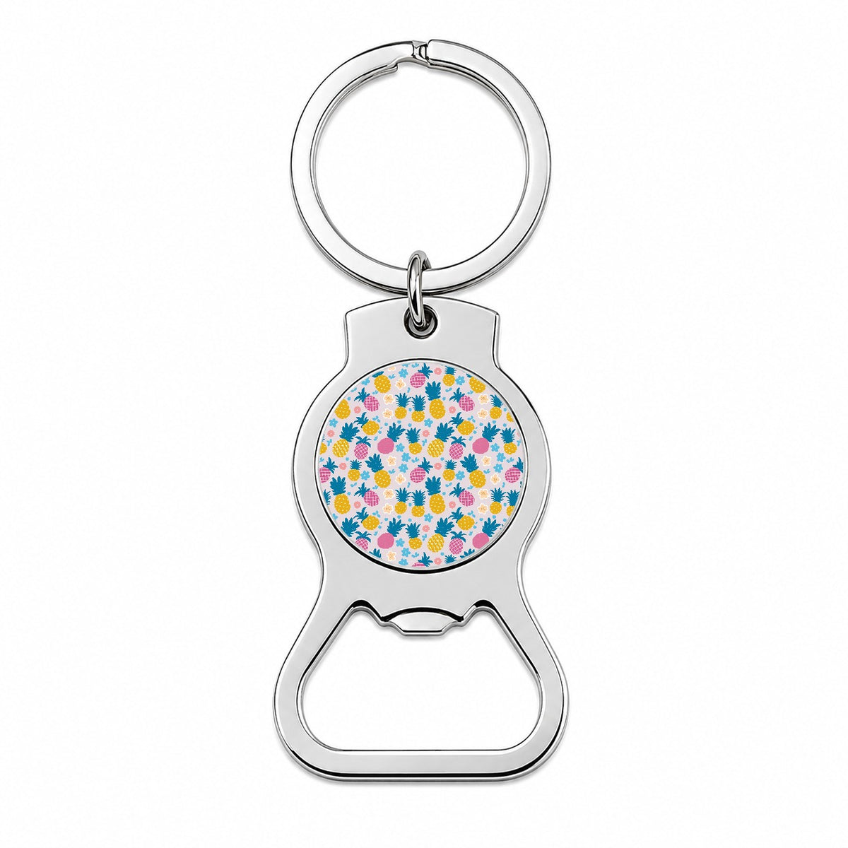 Pineapples Tropical Flowers Pattern Bottle Opener Keychain