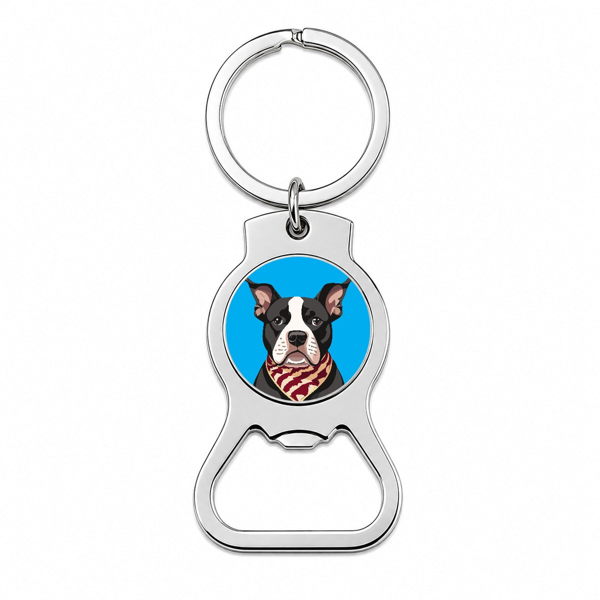 Pit Bull Dog Wearing Bandana Bottle Opener Keychain