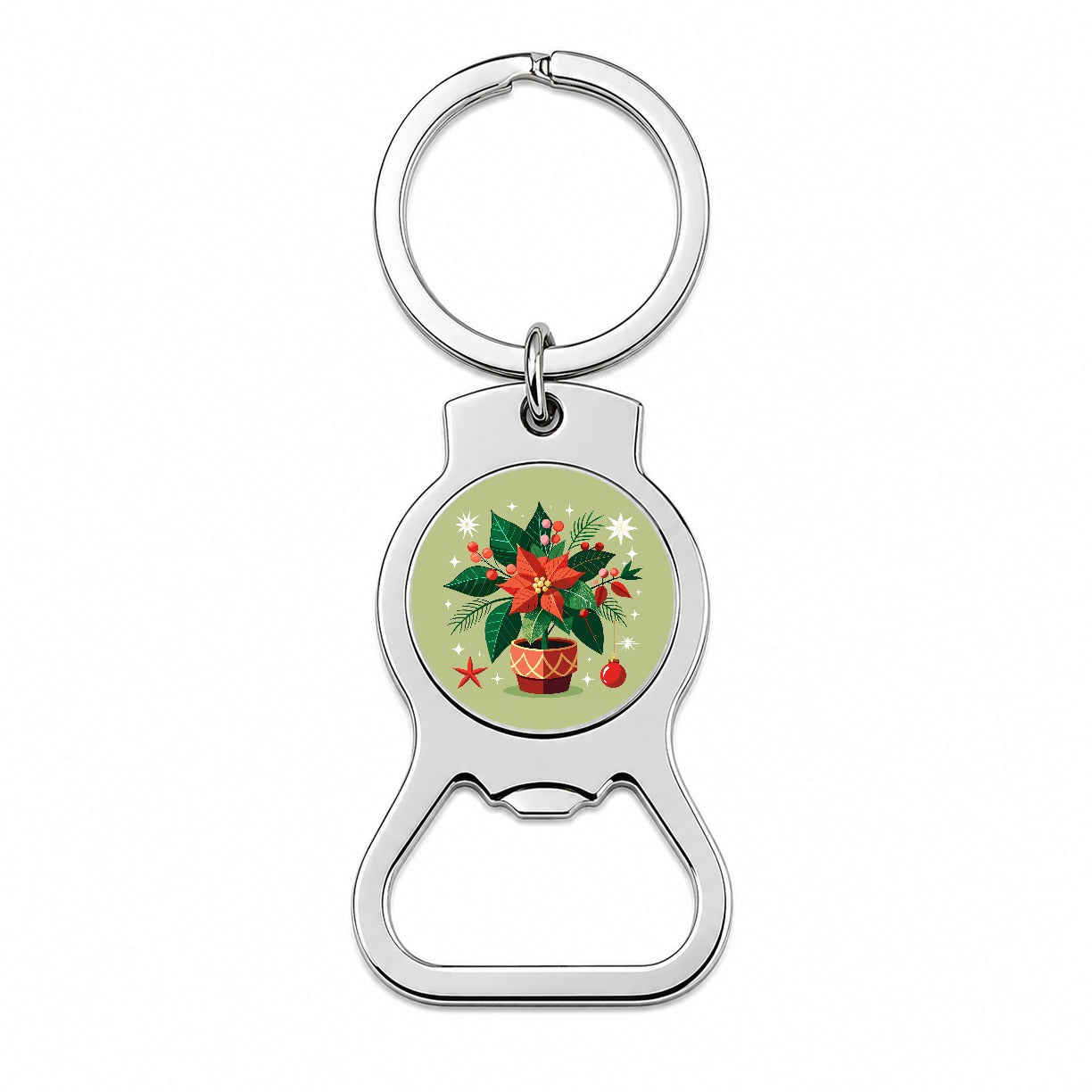 Poinsettia Plant Christmas Beautiful Bottle Opener Keychain