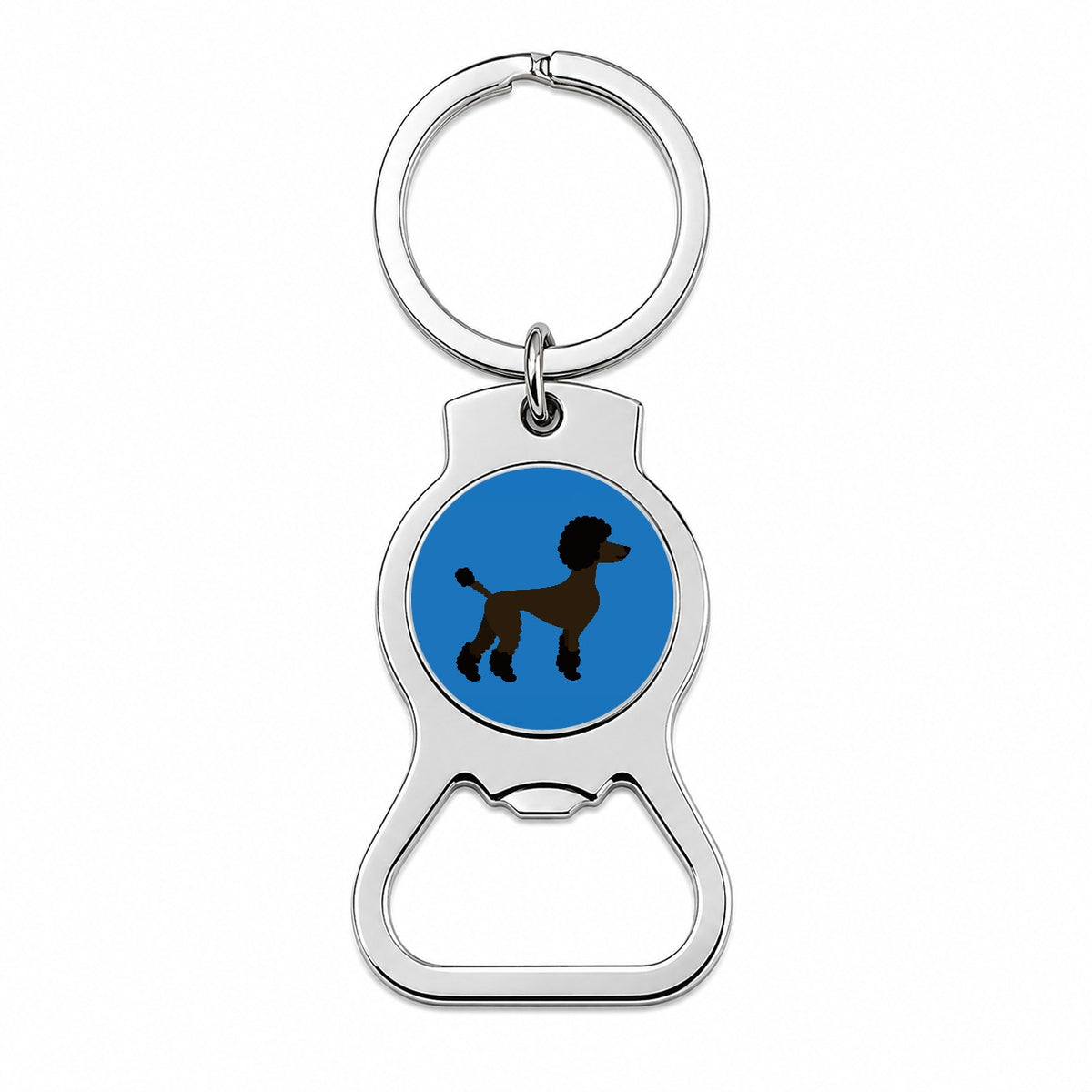 Poodle Silhouette Profile Dog Bottle Opener Keychain