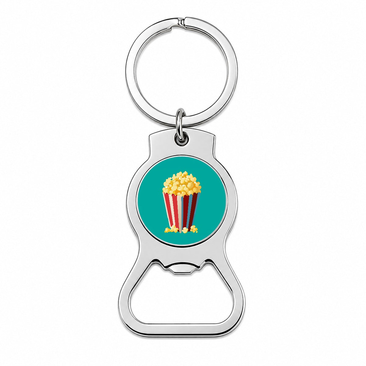 Popcorn Red White Striped Container Bottle Opener Keychain