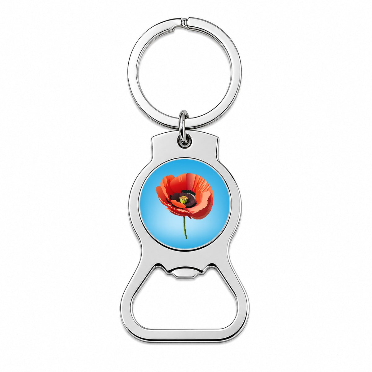 Poppy Flower Red Bottle Opener Keychain