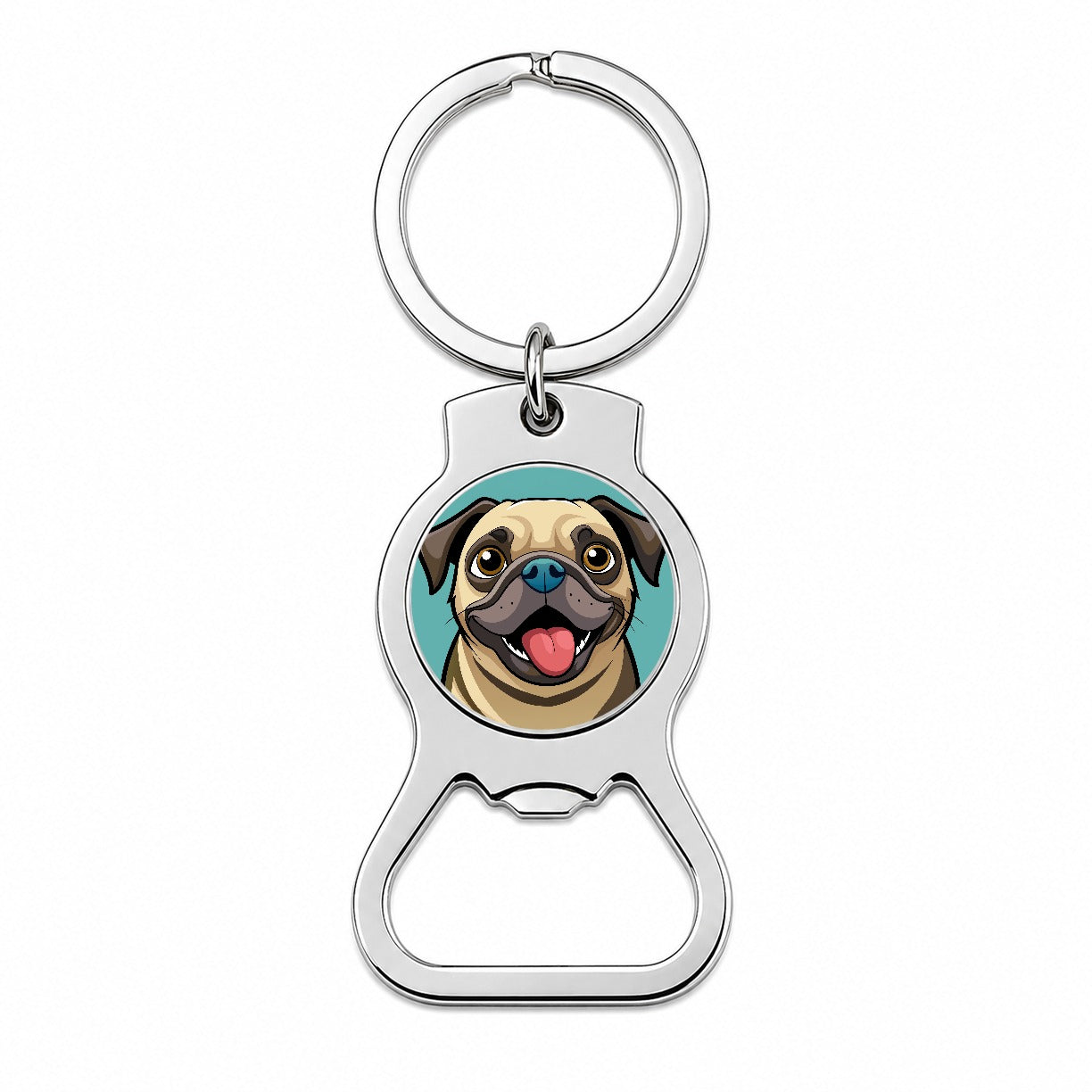 Pug Cute Sticking out Tongue Bottle Opener Keychain