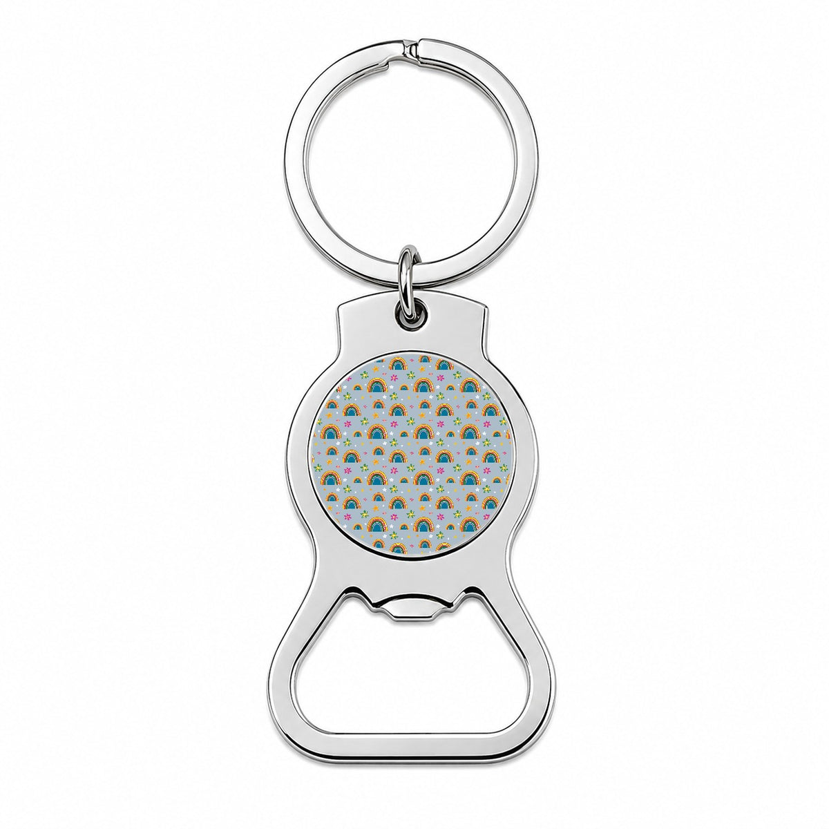 Rainbows and Stars Pattern Bottle Opener Keychain