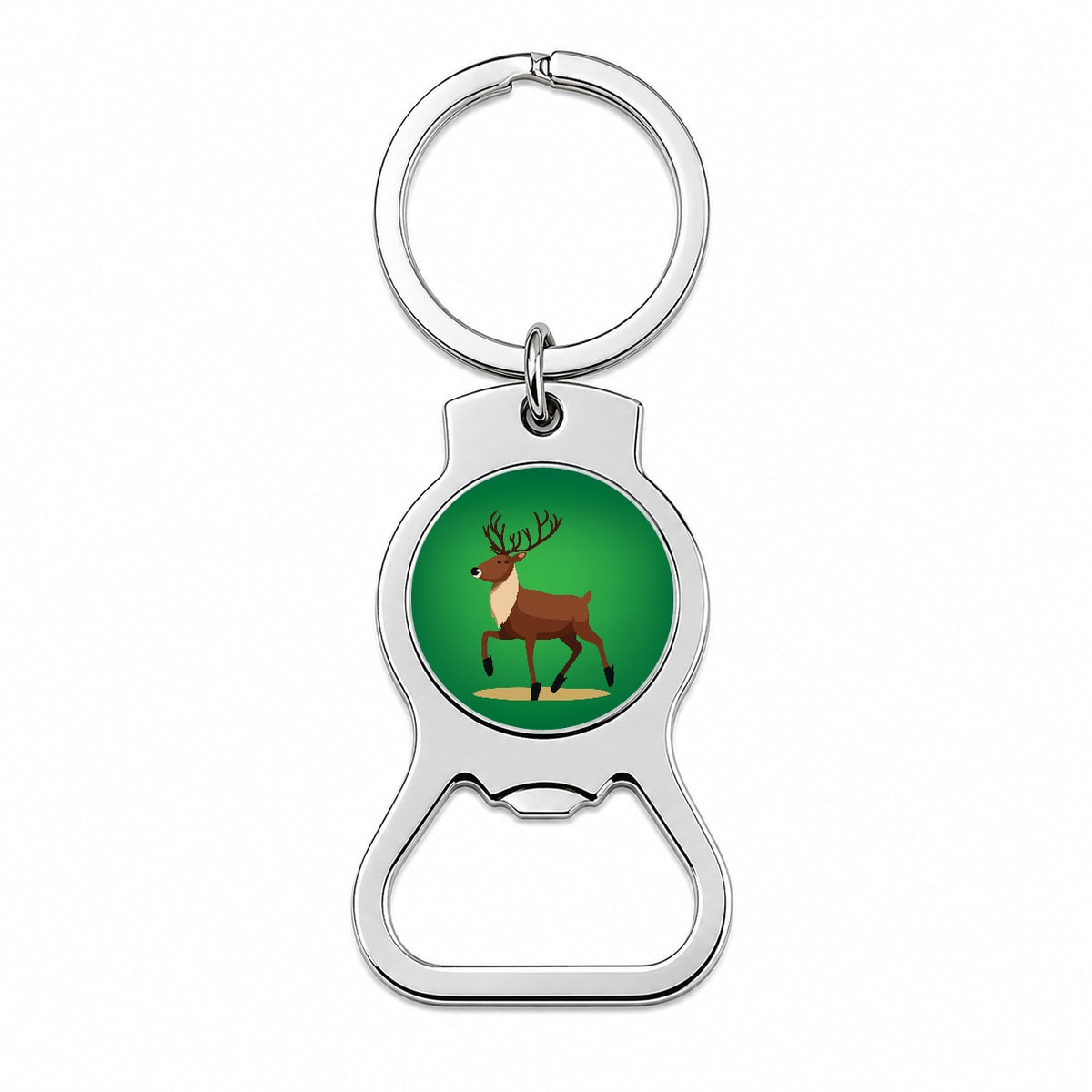 Reindeer Prancing Christmas Bottle Opener Keychain