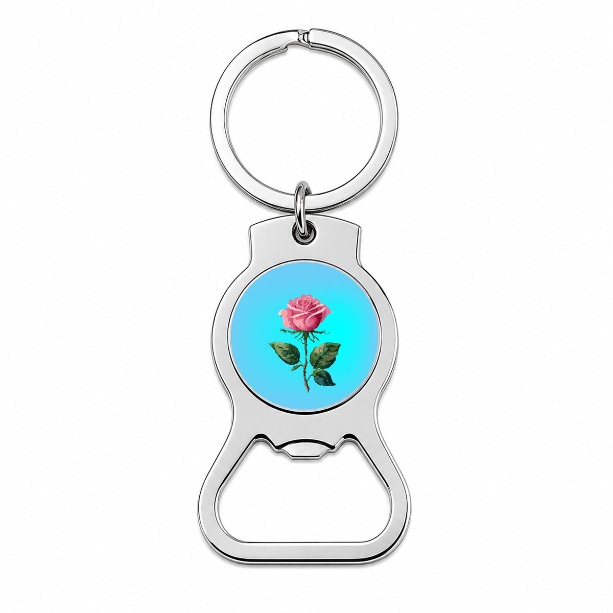 Rose Roses Pink Flower Watercolor Bottle Opener Keychain