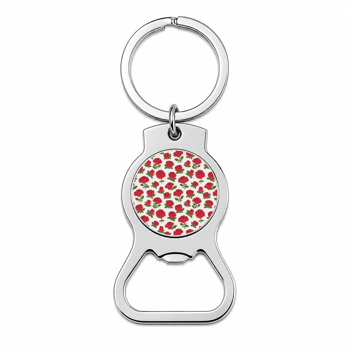 Roses Flowers Red Cute Pattern Bottle Opener Keychain