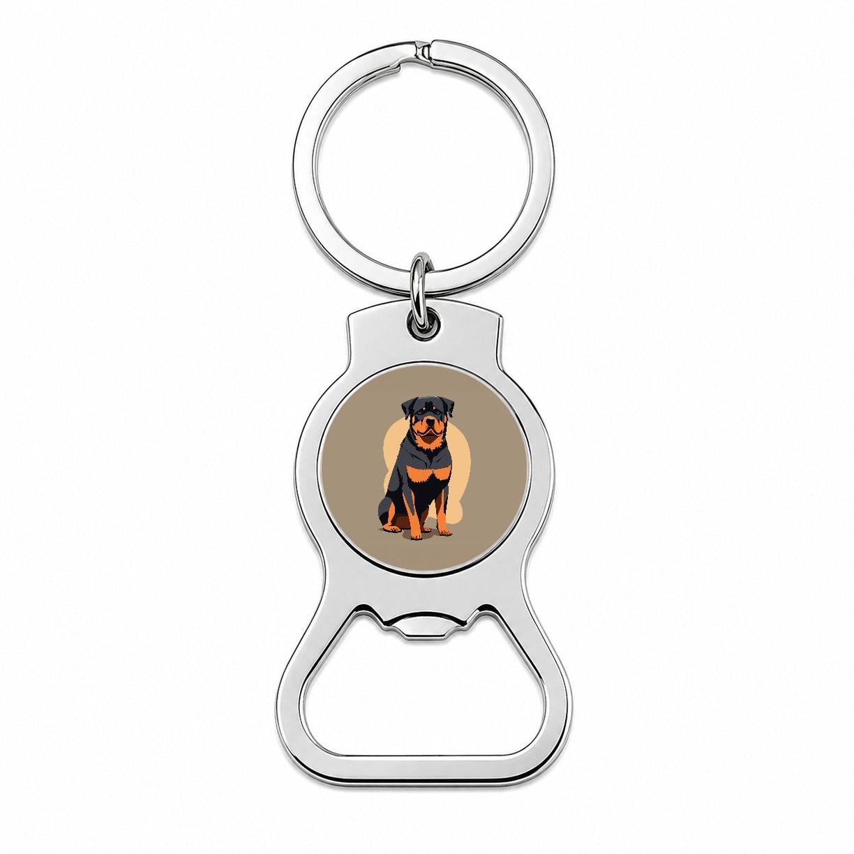 Rottweiler Dog Sitting Bottle Opener Keychain