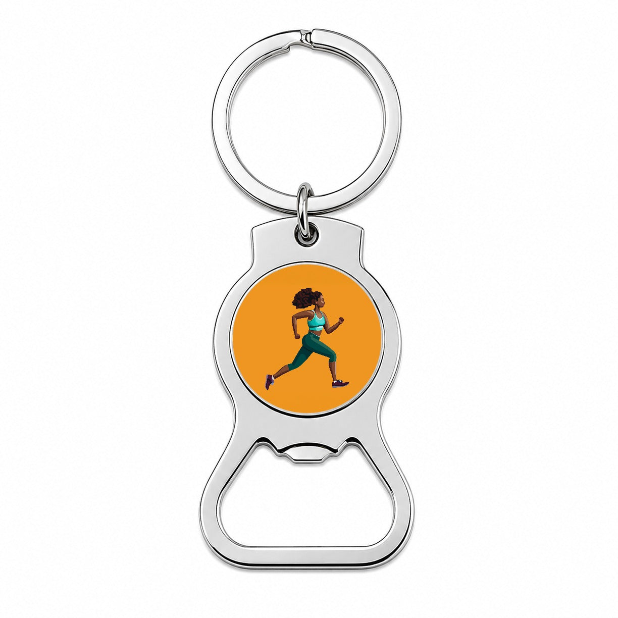 Running Jogging Woman Exercise Bottle Opener Keychain