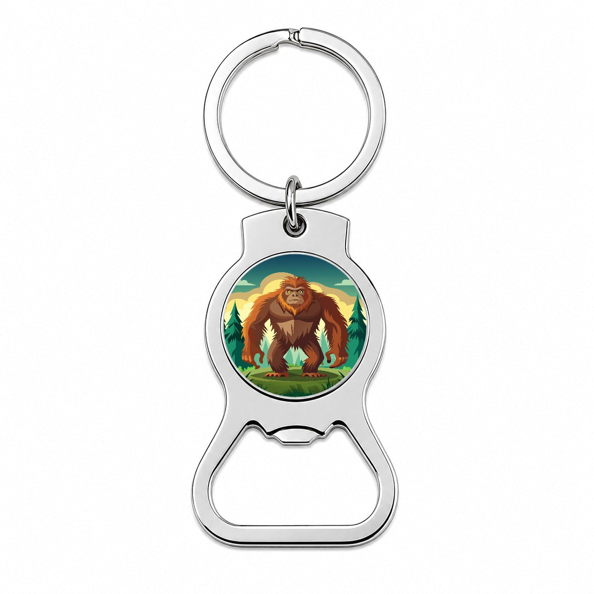 Sasquatch Big Foot Drawing Bottle Opener Keychain