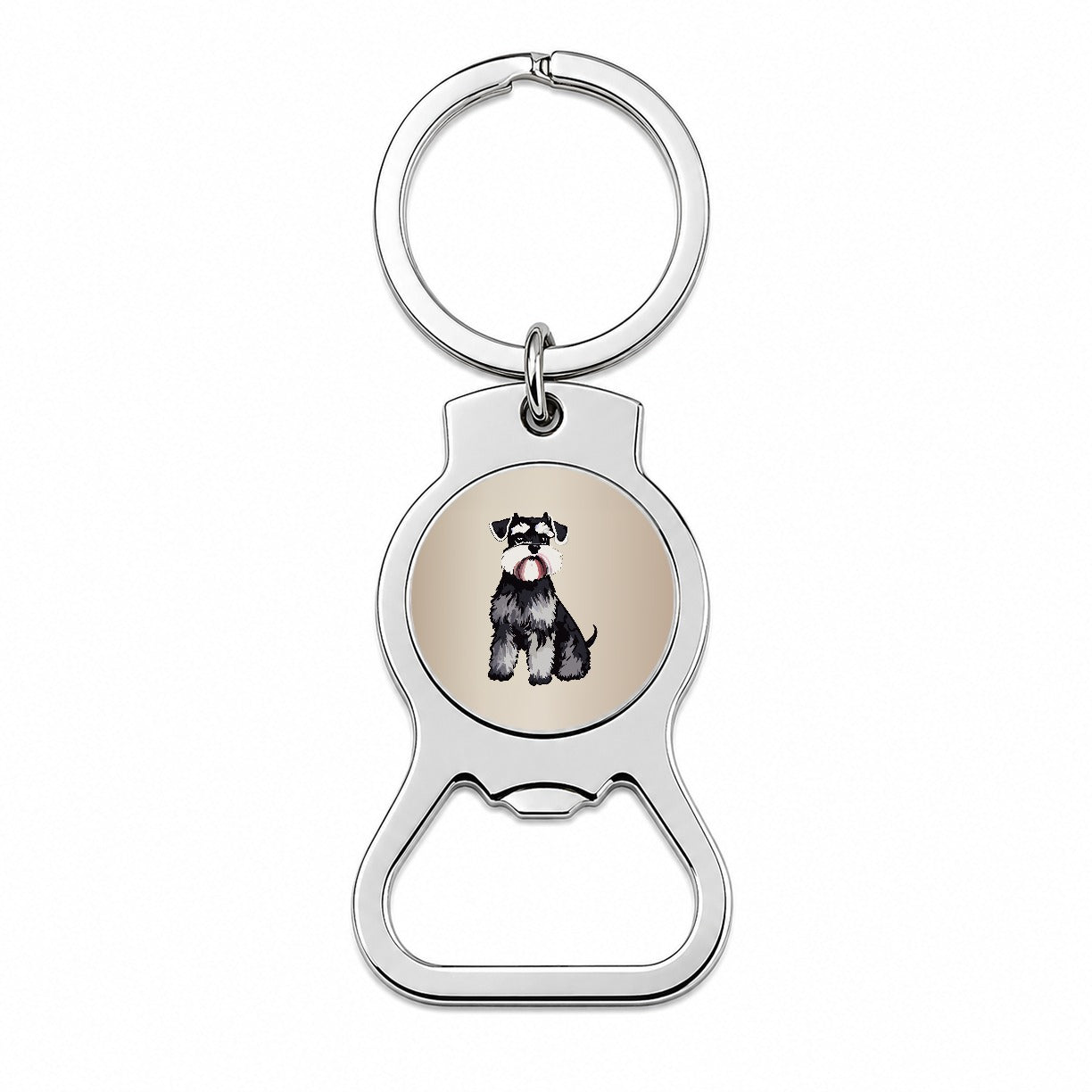 Schnauzer Dog Watercolor Bottle Opener Keychain