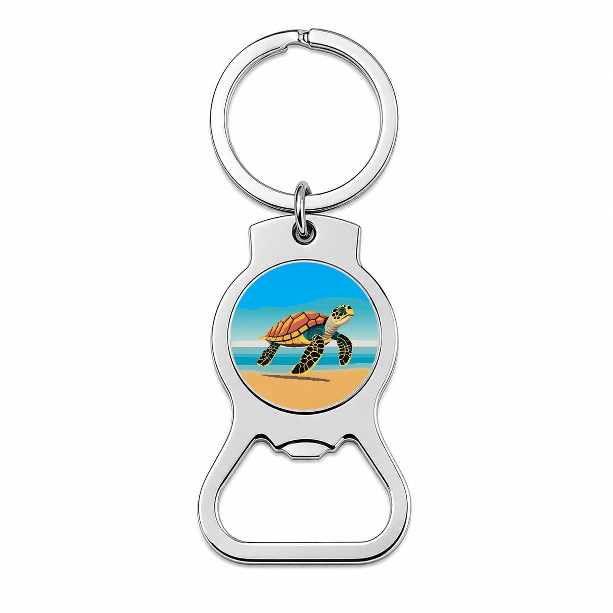 Sea Turtle Swimming Bottle Opener Keychain