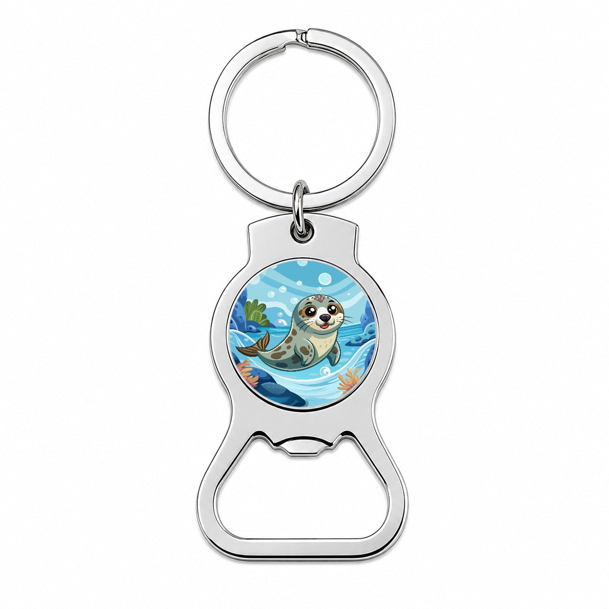 Seal in Water Cute Bottle Opener Keychain