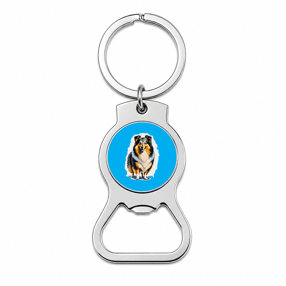 Shetland Sheepdog Standing Bottle Opener Keychain