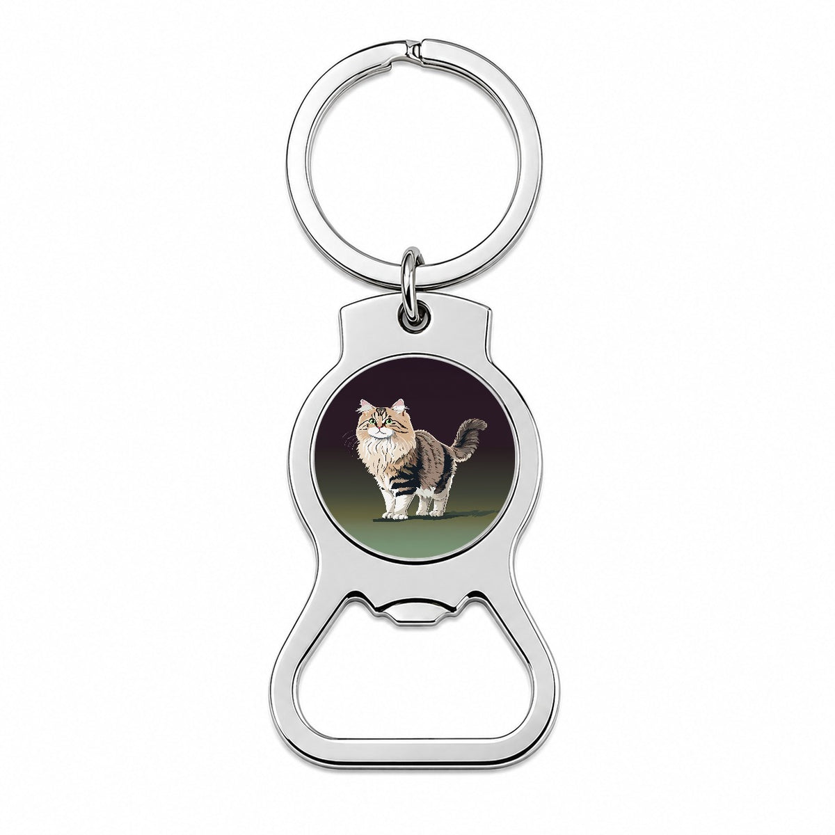 Siberian Cat Standing Bottle Opener Keychain