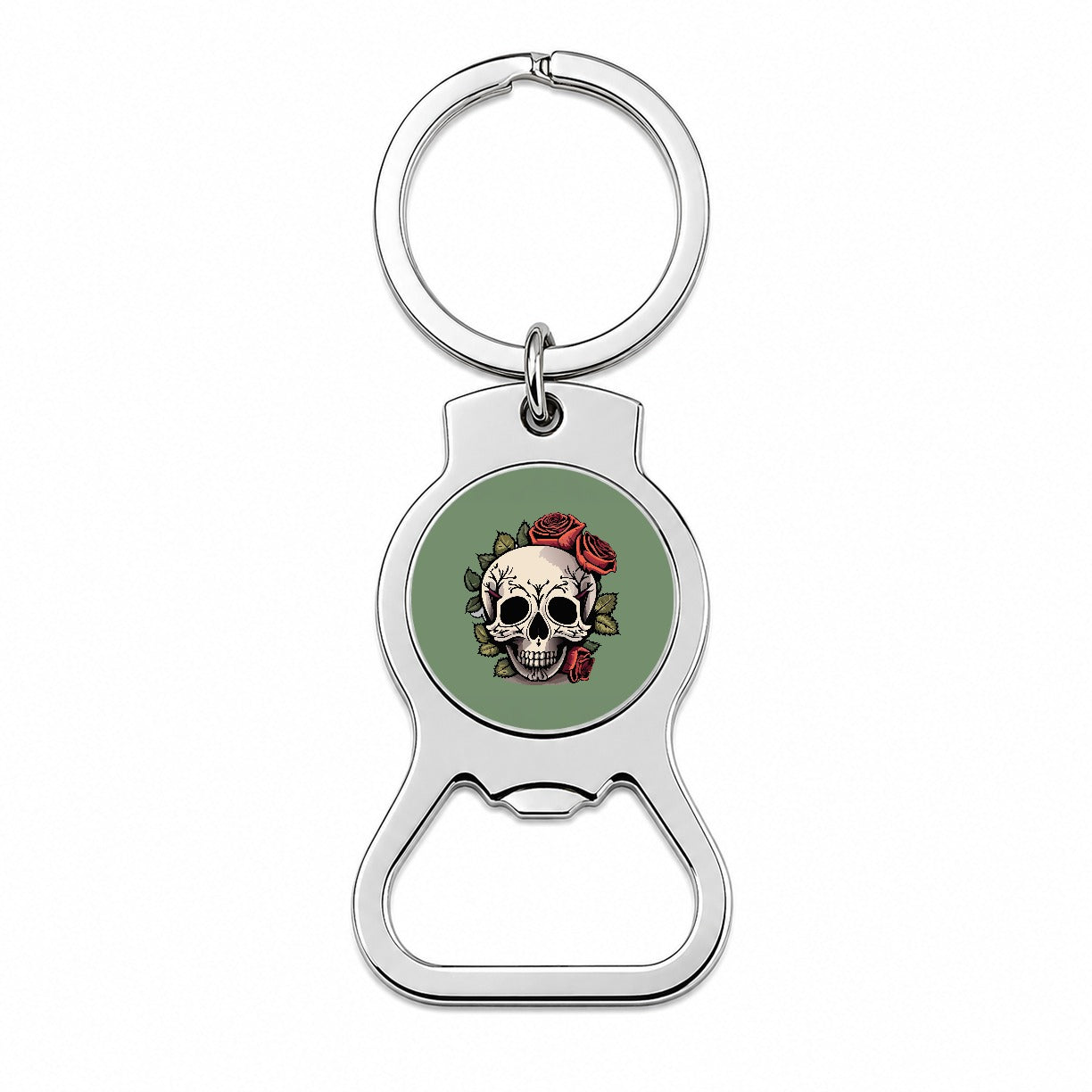 Skull and Roses Bottle Opener Keychain