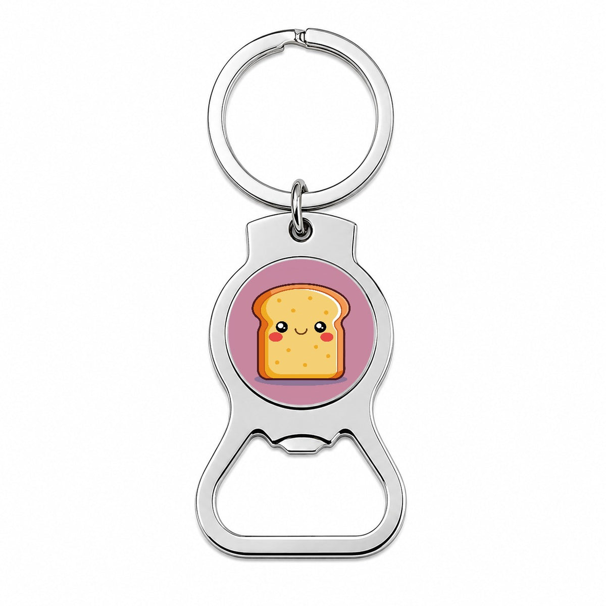 Smiling Toast Cute Bottle Opener Keychain