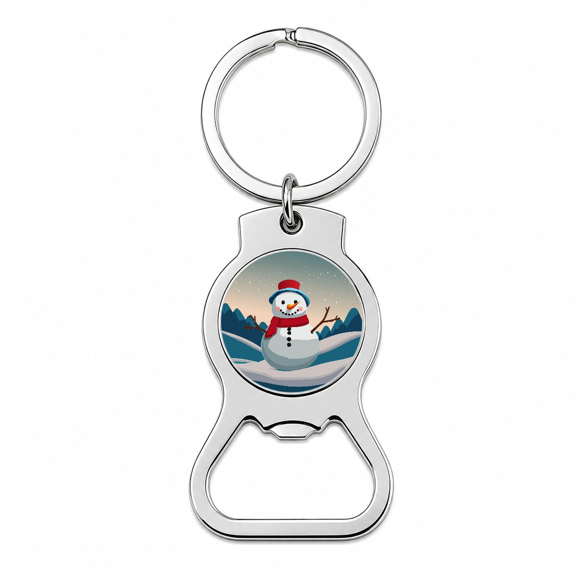 Snowman Happy Winter Christmas Bottle Opener Keychain