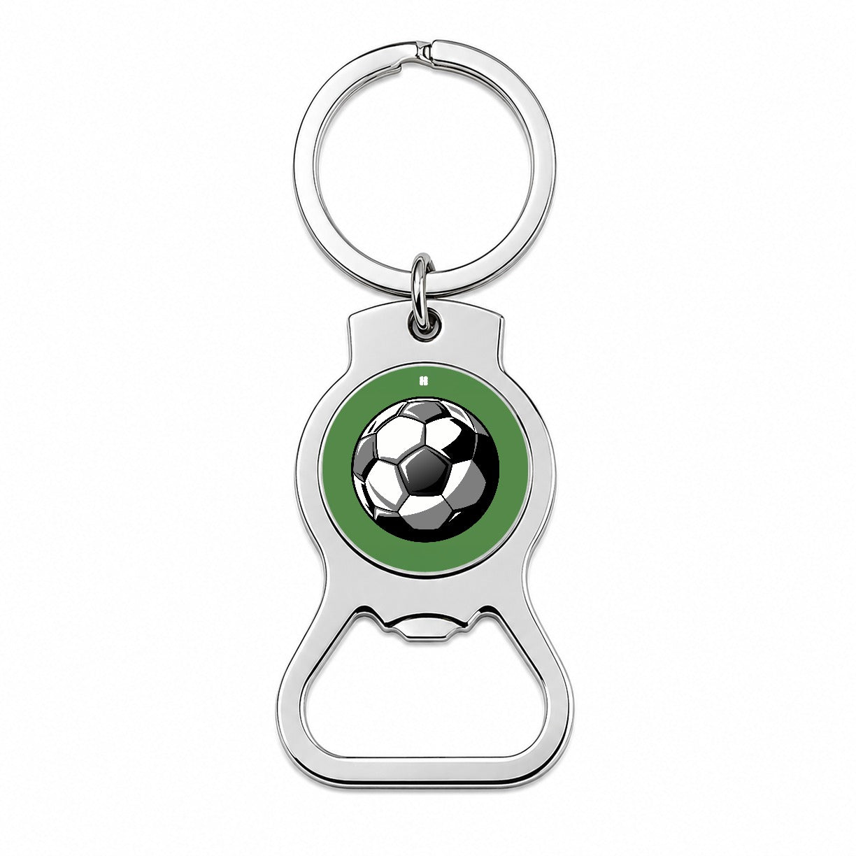 Soccer Ball Football Black White Gray Bottle Opener Keychain