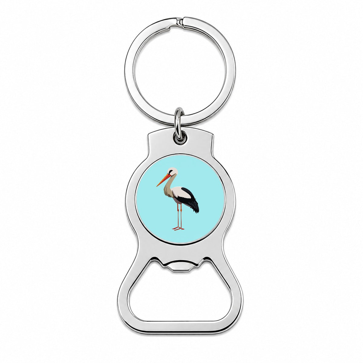 Stork Bird Profile Bottle Opener Keychain