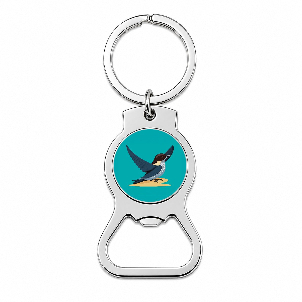 Swallow Bird Blue Bottle Opener Keychain
