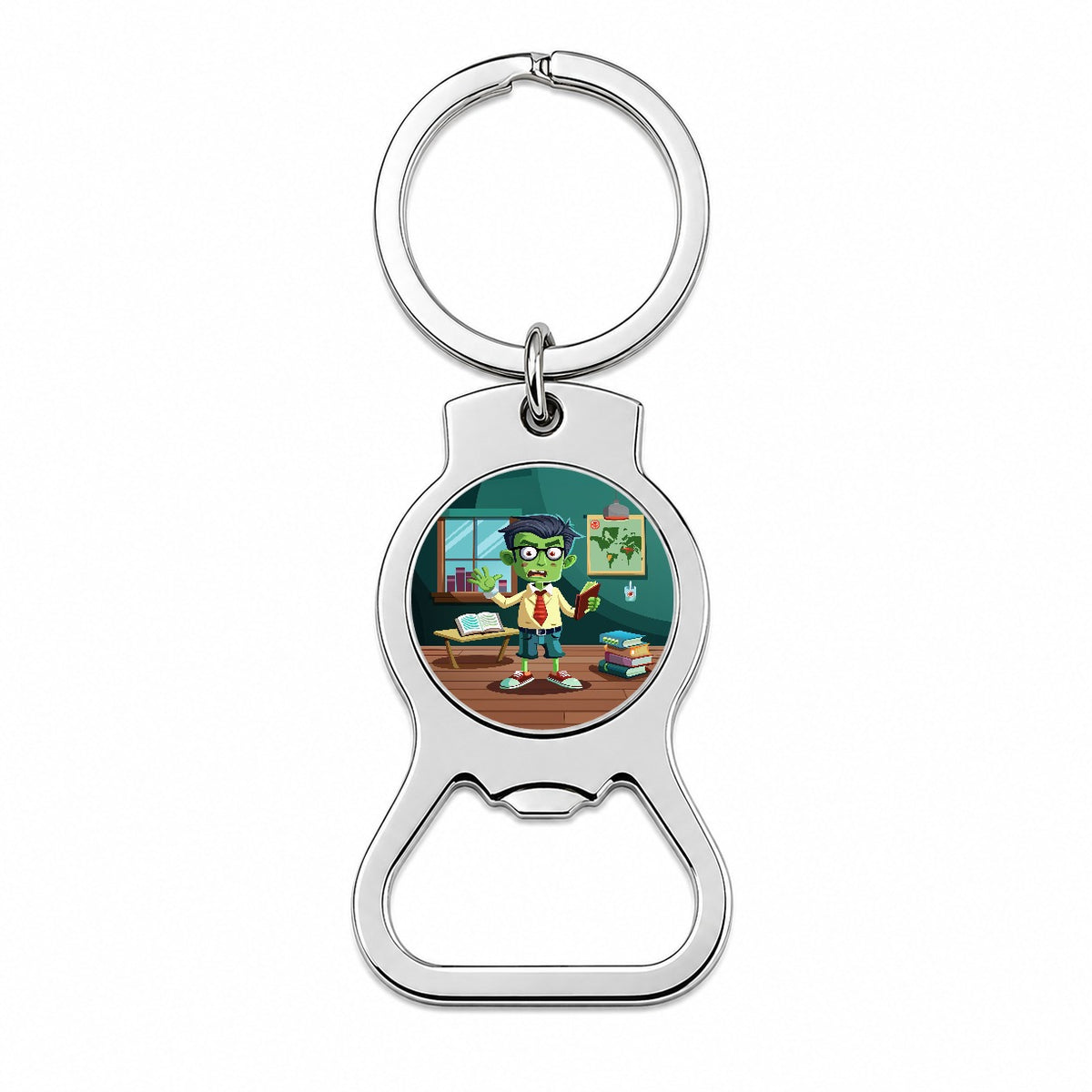 Teacher Zombie Man Male Funny Bottle Opener Keychain